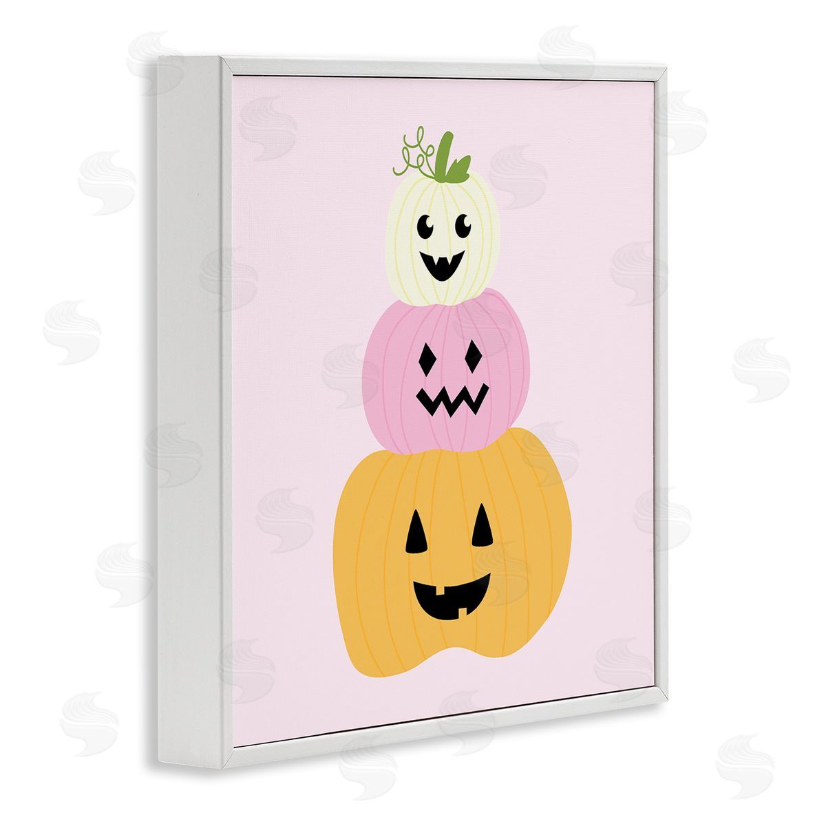 Pastel Happy Jack-o-Lanterns White Frame Print Wall Art, Home Decor by Sazerelli Designs