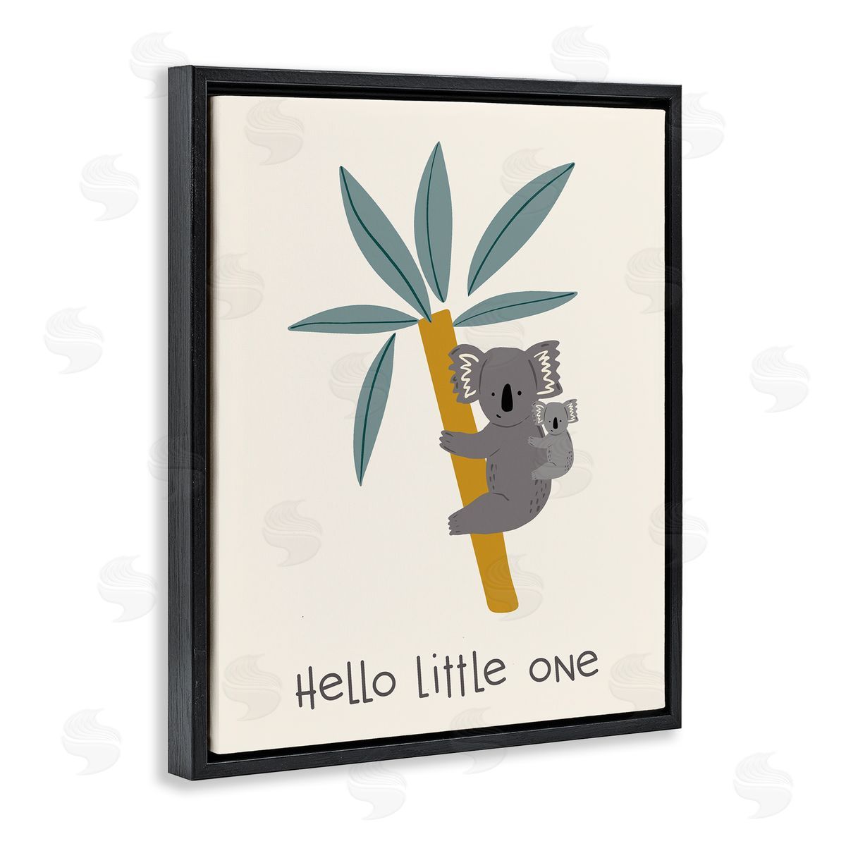 Hello Little One Koalas Black Floating Frame Canvas Wall Art, Home Decor by Sazerelli Designs