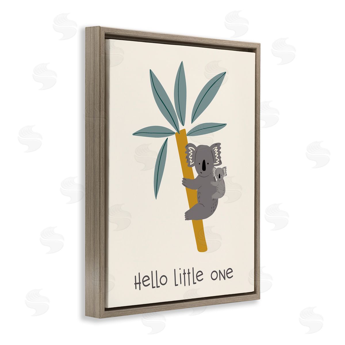 Hello Little One Koalas Brown Floating Frame Canvas Wall Art, Home Decor by Sazerelli Designs