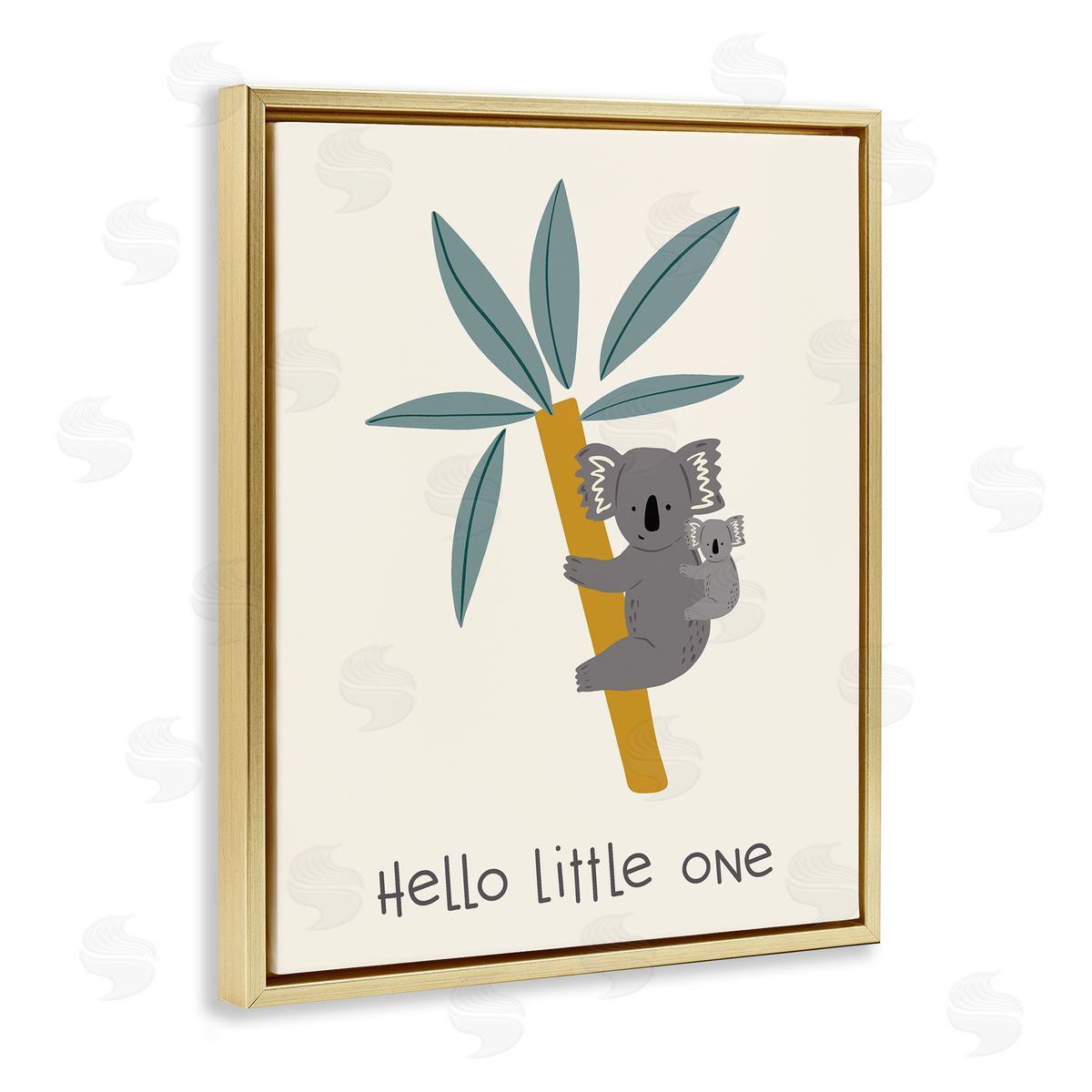 Hello Little One Koalas Gold Floating Frame Canvas Wall Art, Home Decor by Sazerelli Designs