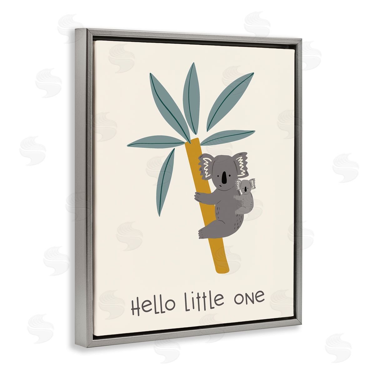 Hello Little One Koalas Grey Floating Frame Canvas Wall Art, Home Decor by Sazerelli Designs