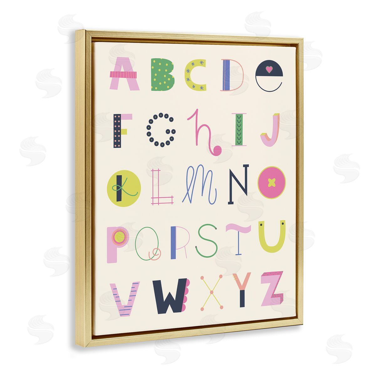 Eclectic Alphabet Letters Gold Floating Frame Canvas Wall Art, Home Decor by Sazerelli Designs