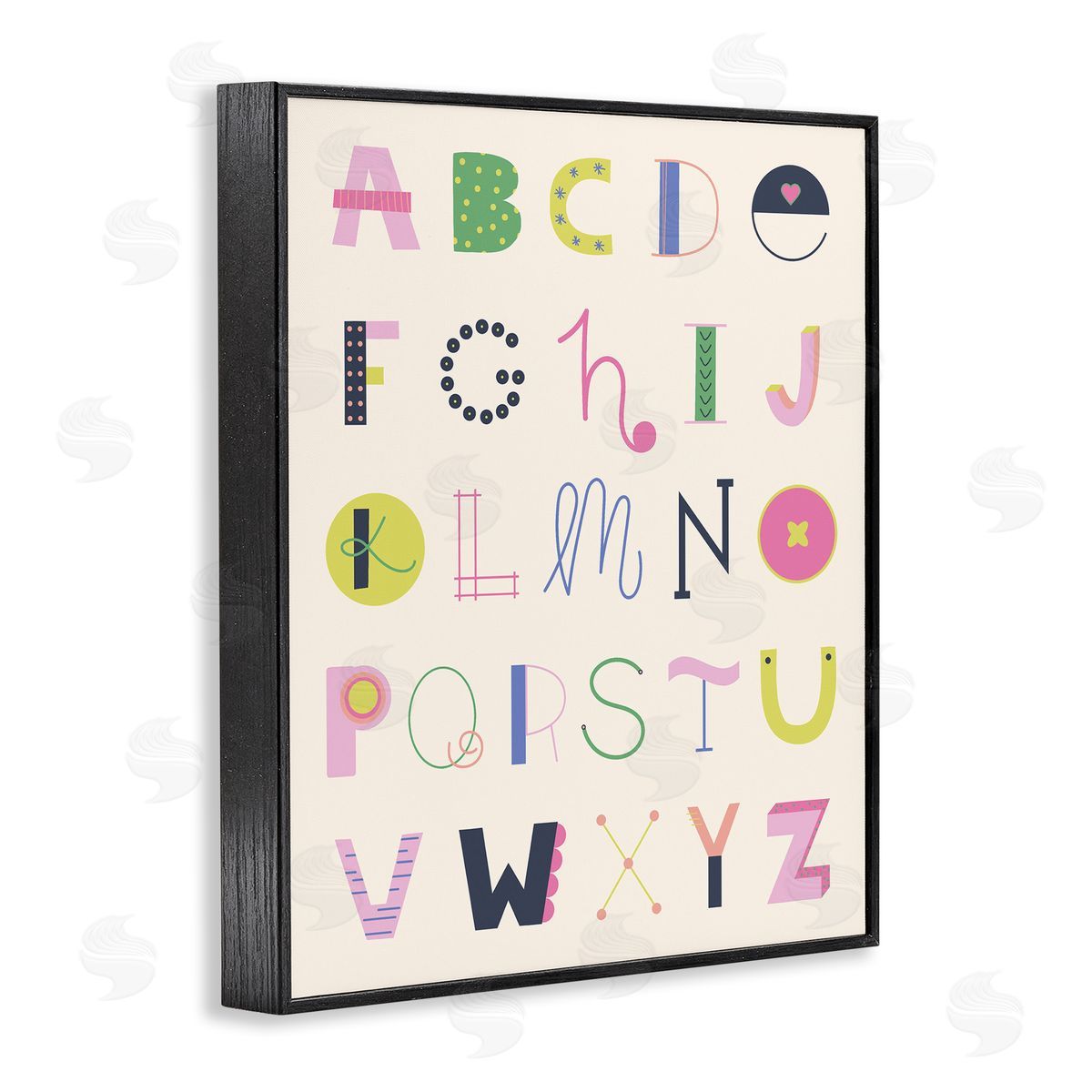 Eclectic Alphabet Letters Black Frame Print Wall Art, Home Decor by Sazerelli Designs