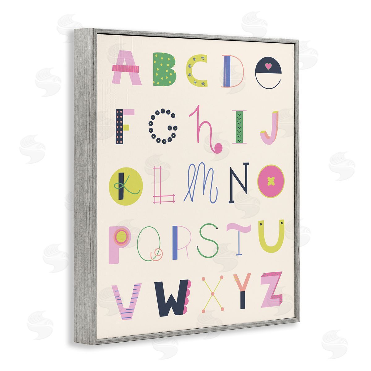 Eclectic Alphabet Letters Grey Frame Print Wall Art, Home Decor by Sazerelli Designs