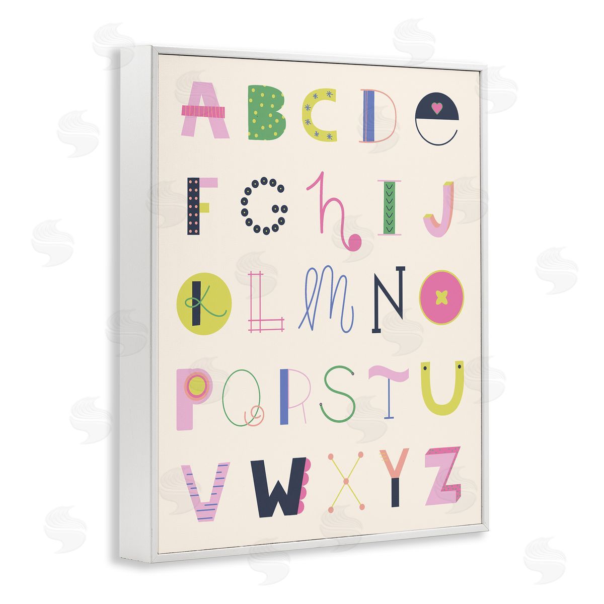 Eclectic Alphabet Letters White Frame Print Wall Art, Home Decor by Sazerelli Designs