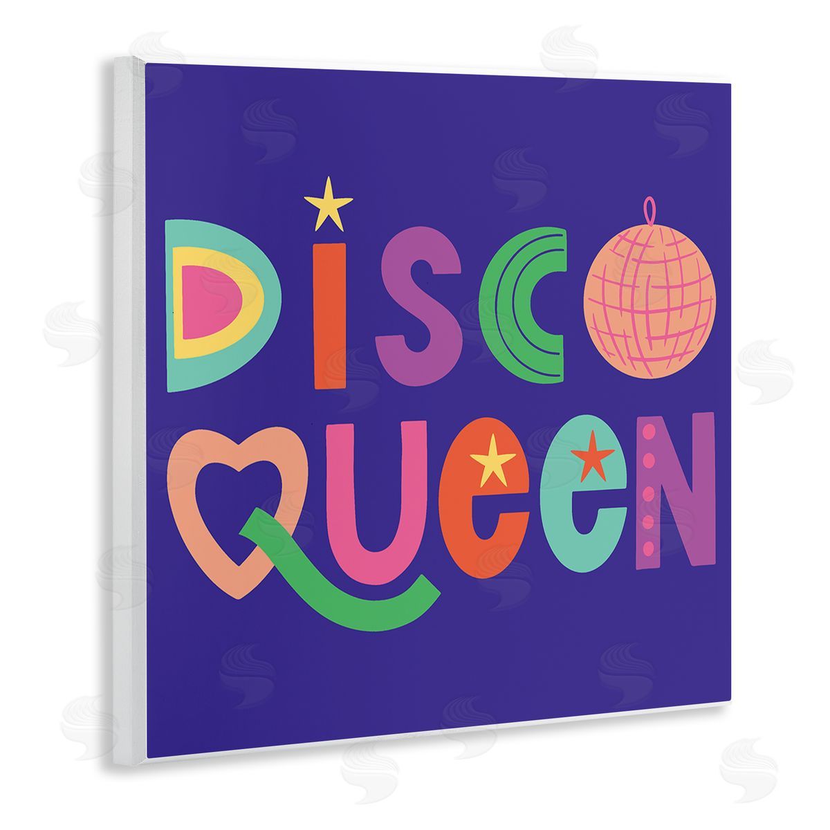 Disco Queen with Retro Letters Wood Plaque Wall Art, Home Decor by Sazerelli Designs