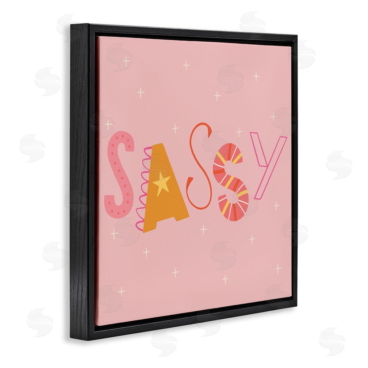 Pink & Yellow Sassy Typography Black Floating Frame Canvas Wall Art, Home Decor by Sazerelli Designs