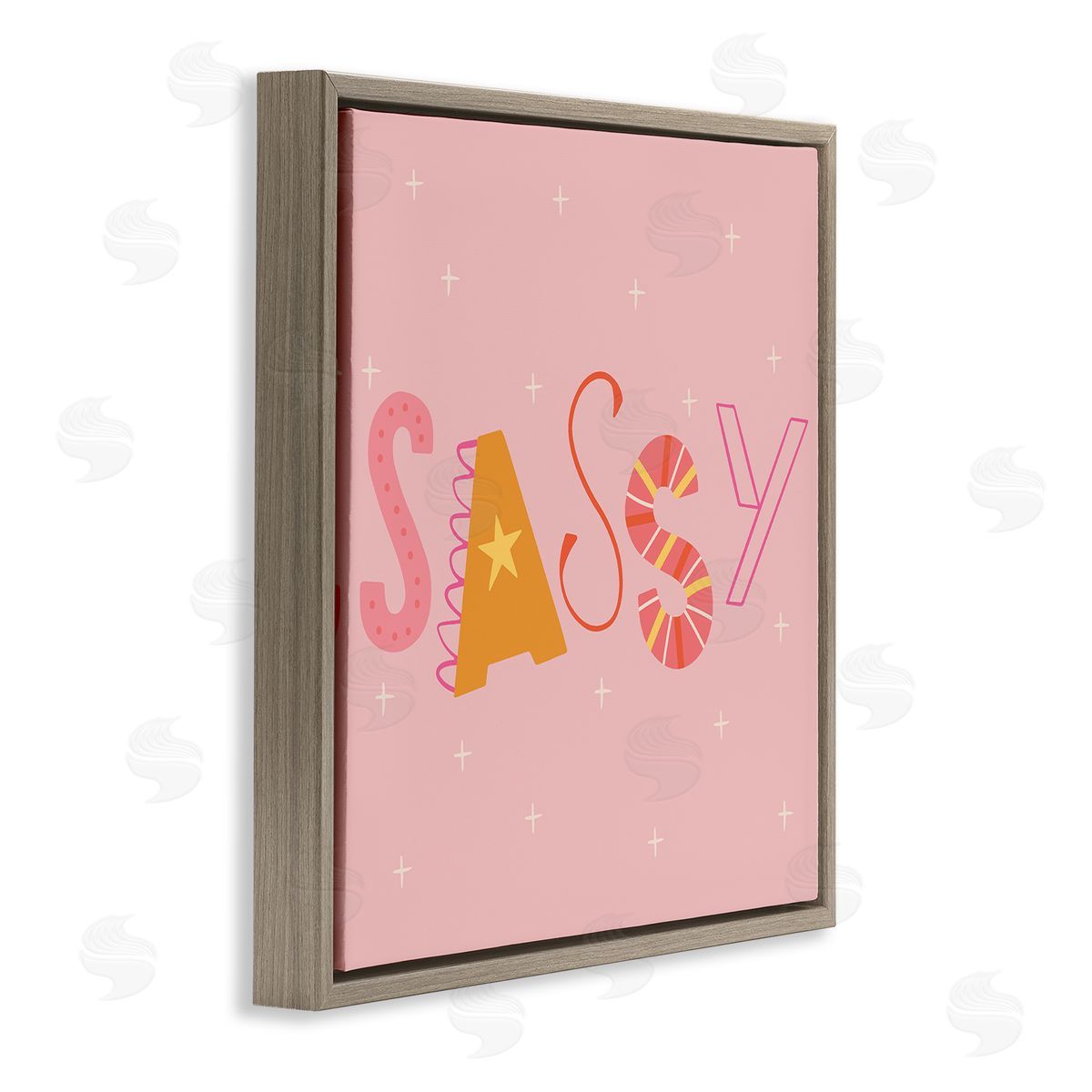 Pink & Yellow Sassy Typography Brown Floating Frame Canvas Wall Art, Home Decor by Sazerelli Designs