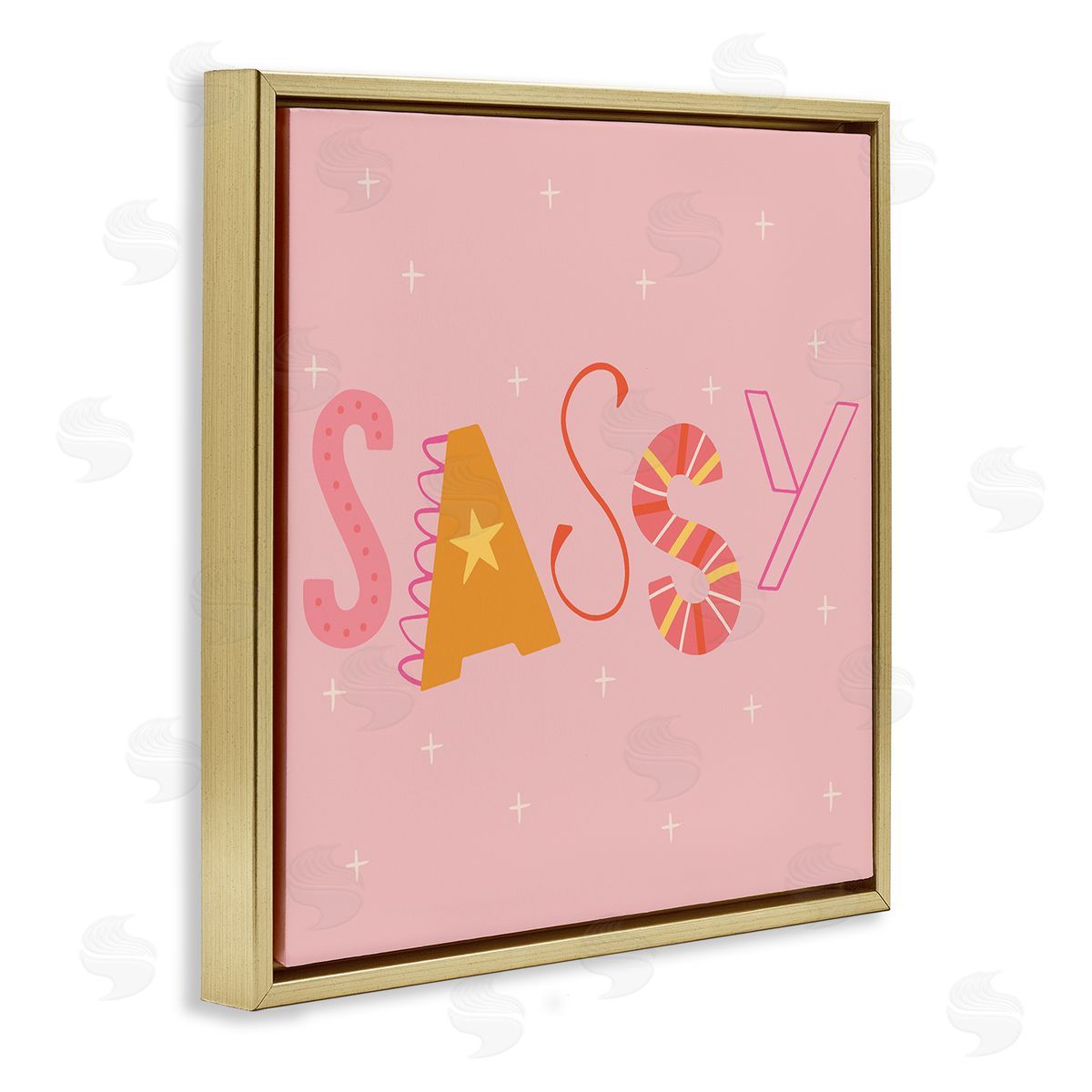 Pink & Yellow Sassy Typography Gold Floating Frame Canvas Wall Art, Home Decor by Sazerelli Designs