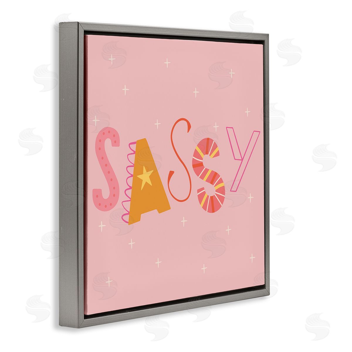 Pink & Yellow Sassy Typography Grey Floating Frame Canvas Wall Art, Home Decor by Sazerelli Designs