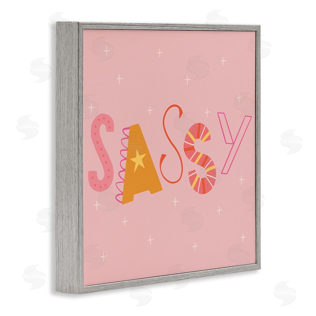 Pink & Yellow Sassy Typography Grey Frame Print Wall Art, Home Decor by Sazerelli Designs