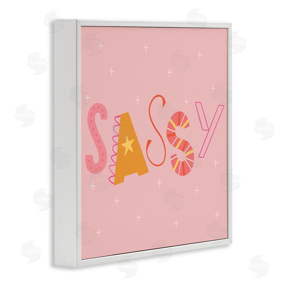 Pink & Yellow Sassy Typography White Frame Print Wall Art, Home Decor by Sazerelli Designs