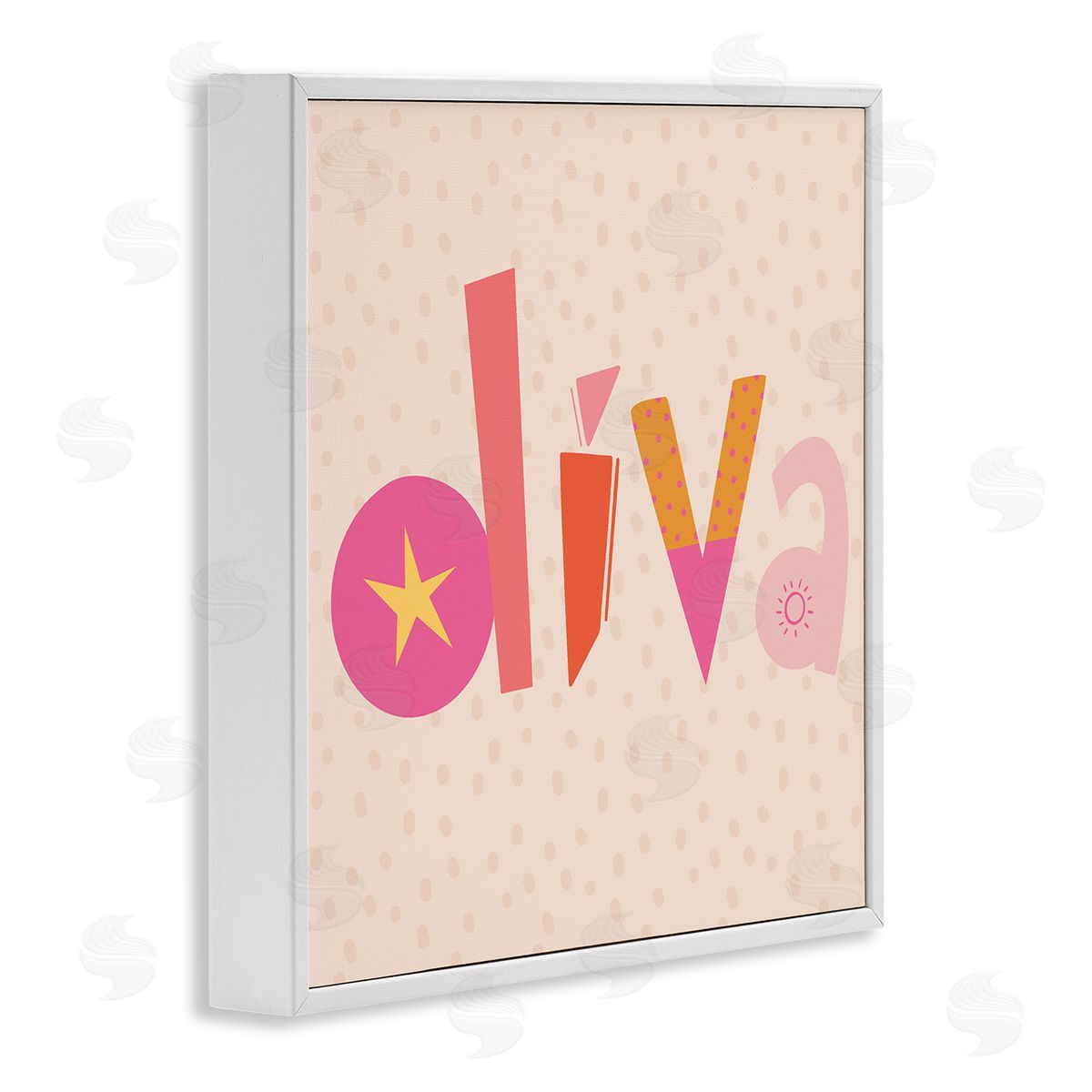 Diva Patterned Whimsical Text White Frame Print Wall Art, Home Decor by Sazerelli Designs