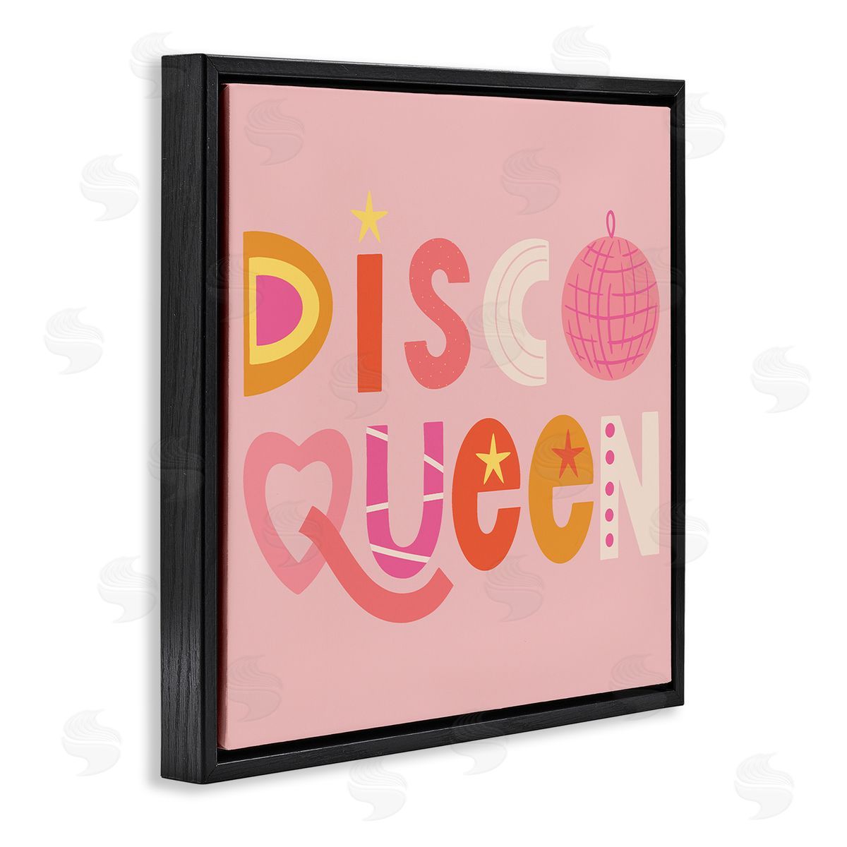 Disco Queen Pastel Pink Black Floating Frame Canvas Wall Art, Home Decor by Sazerelli Designs
