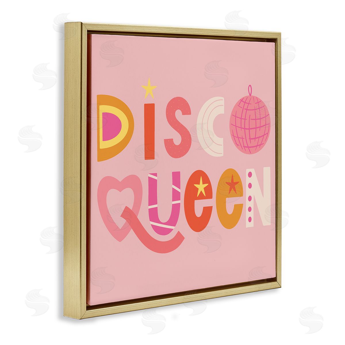 Disco Queen Pastel Pink Gold Floating Frame Canvas Wall Art, Home Decor by Sazerelli Designs