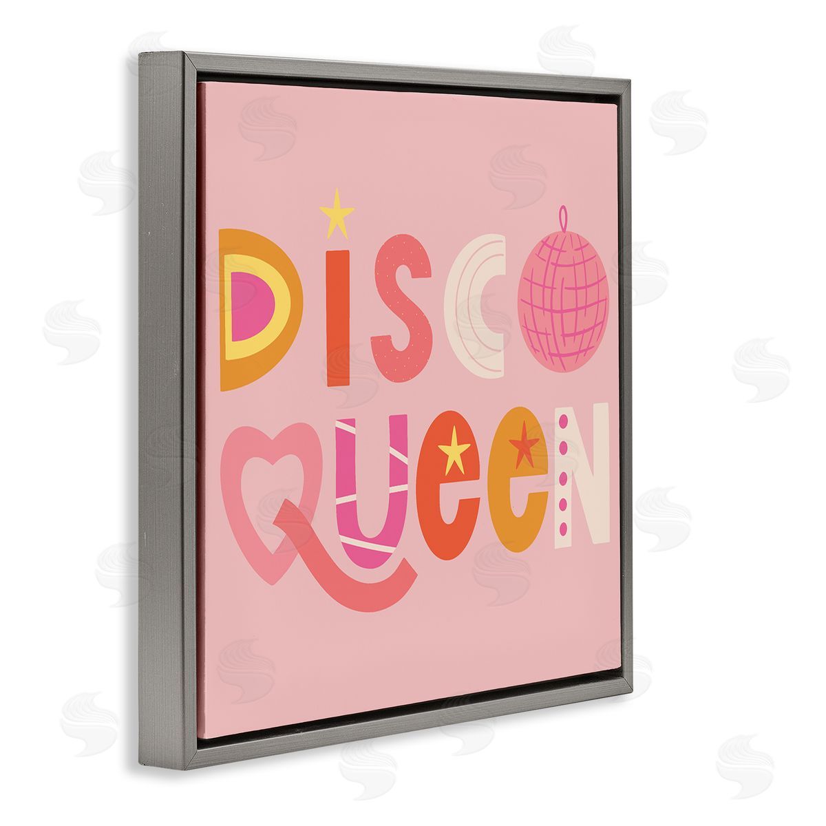 Disco Queen Pastel Pink Grey Floating Frame Canvas Wall Art, Home Decor by Sazerelli Designs