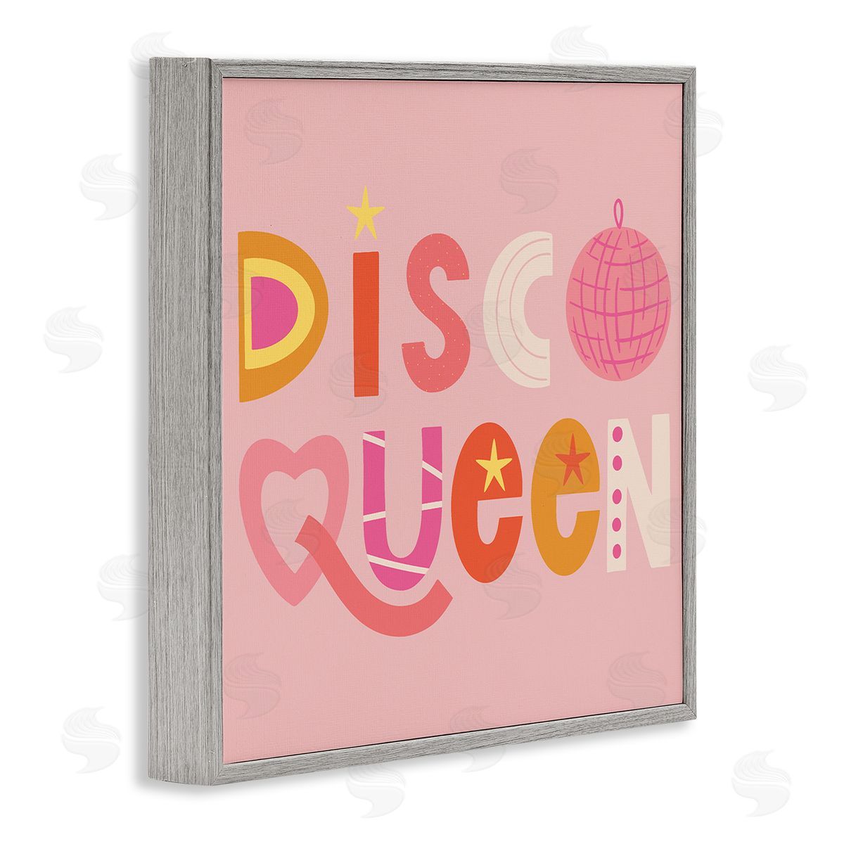 Disco Queen Pastel Pink Grey Frame Print Wall Art, Home Decor by Sazerelli Designs