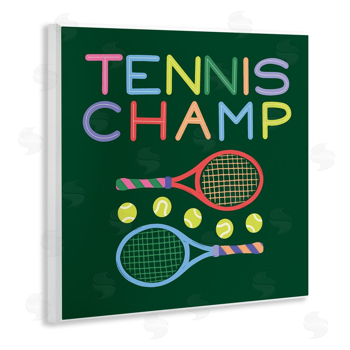Tennis Champ Racket & Balls Wood Plaque Wall Art, Home Decor by Sazerelli Designs