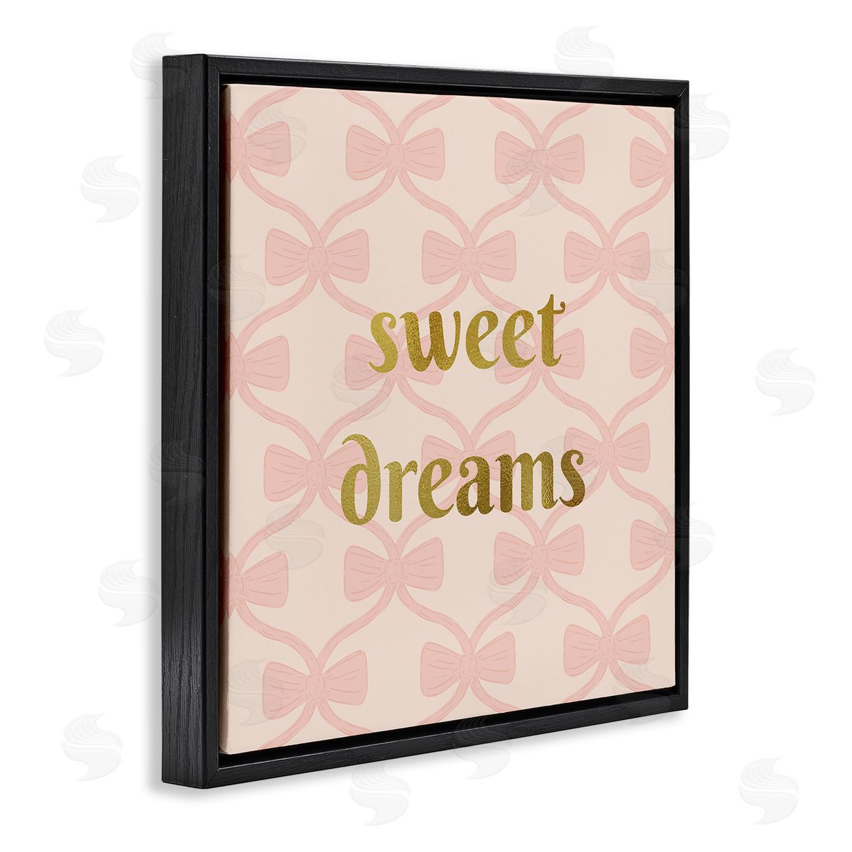 Pastel Bows & Sweet Dreams Black Floating Frame Canvas Wall Art, Home Decor by Sazerelli Designs