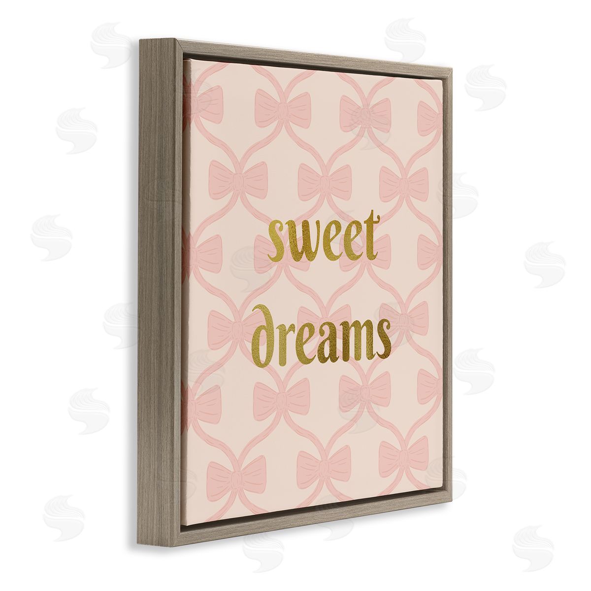 Pastel Bows & Sweet Dreams Brown Floating Frame Canvas Wall Art, Home Decor by Sazerelli Designs