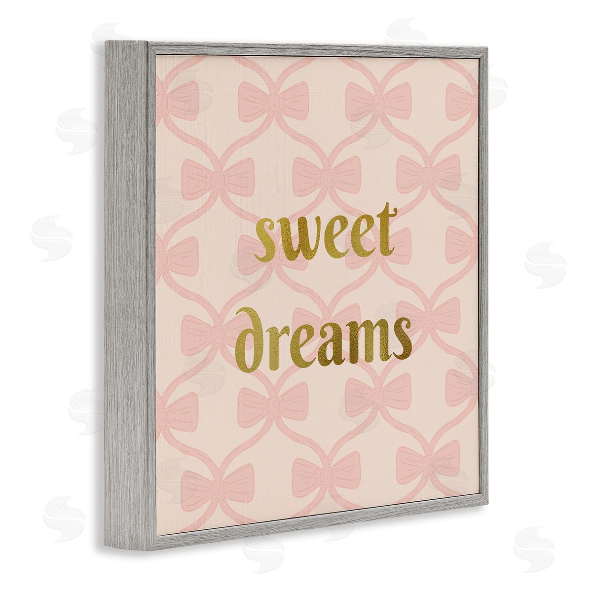 Pastel Bows & Sweet Dreams Grey Frame Print Wall Art, Home Decor by Sazerelli Designs