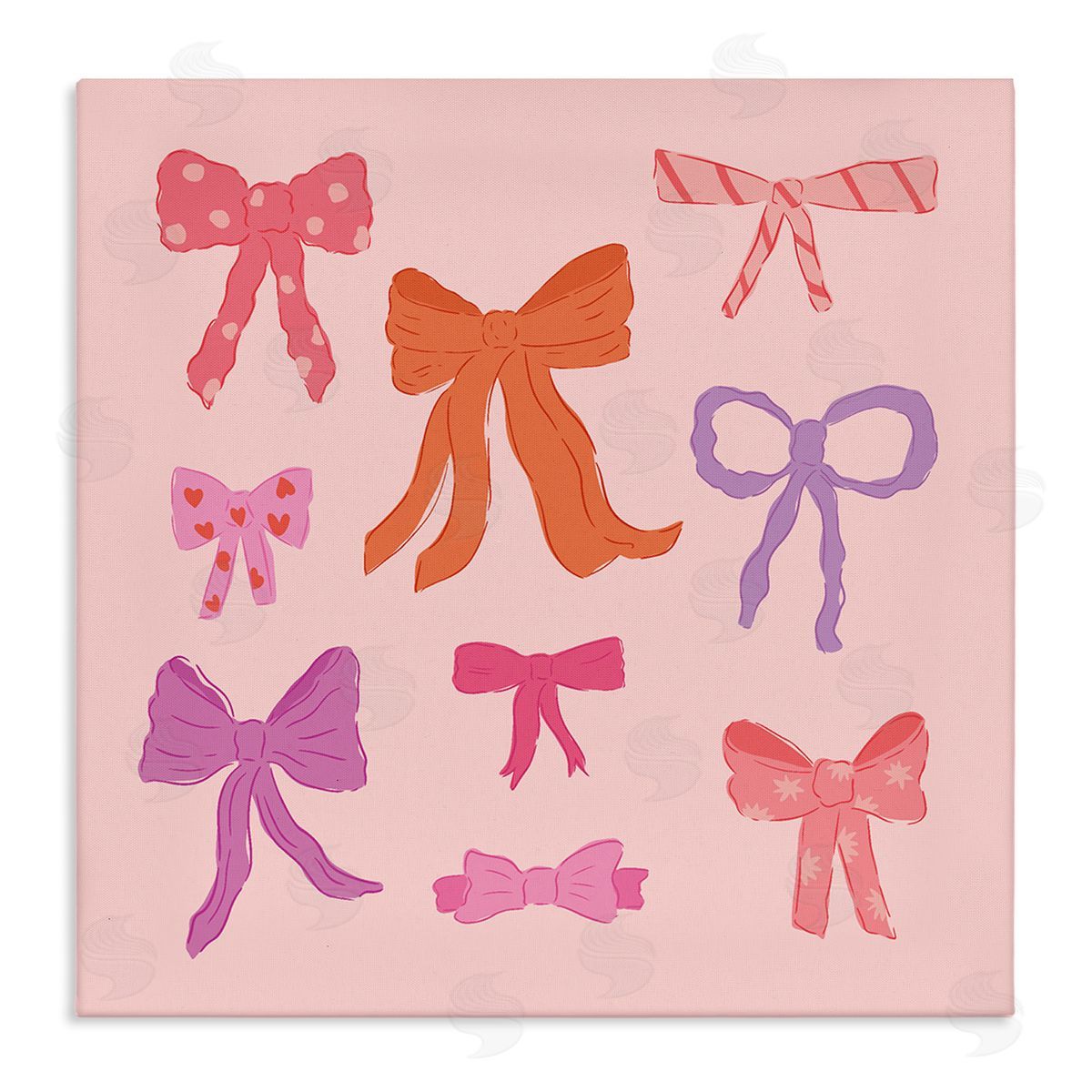 Stylish Fashion Bows on Pink Canvas Wall Art, Home Decor by Sazerelli Designs