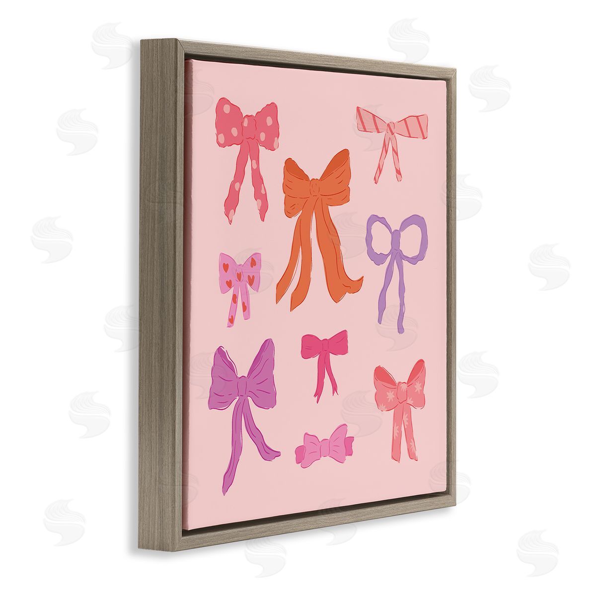 Stylish Fashion Bows on Pink Brown Floating Frame Canvas Wall Art, Home Decor by Sazerelli Designs