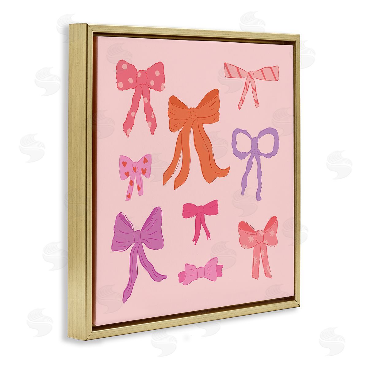 Stylish Fashion Bows on Pink Gold Floating Frame Canvas Wall Art, Home Decor by Sazerelli Designs