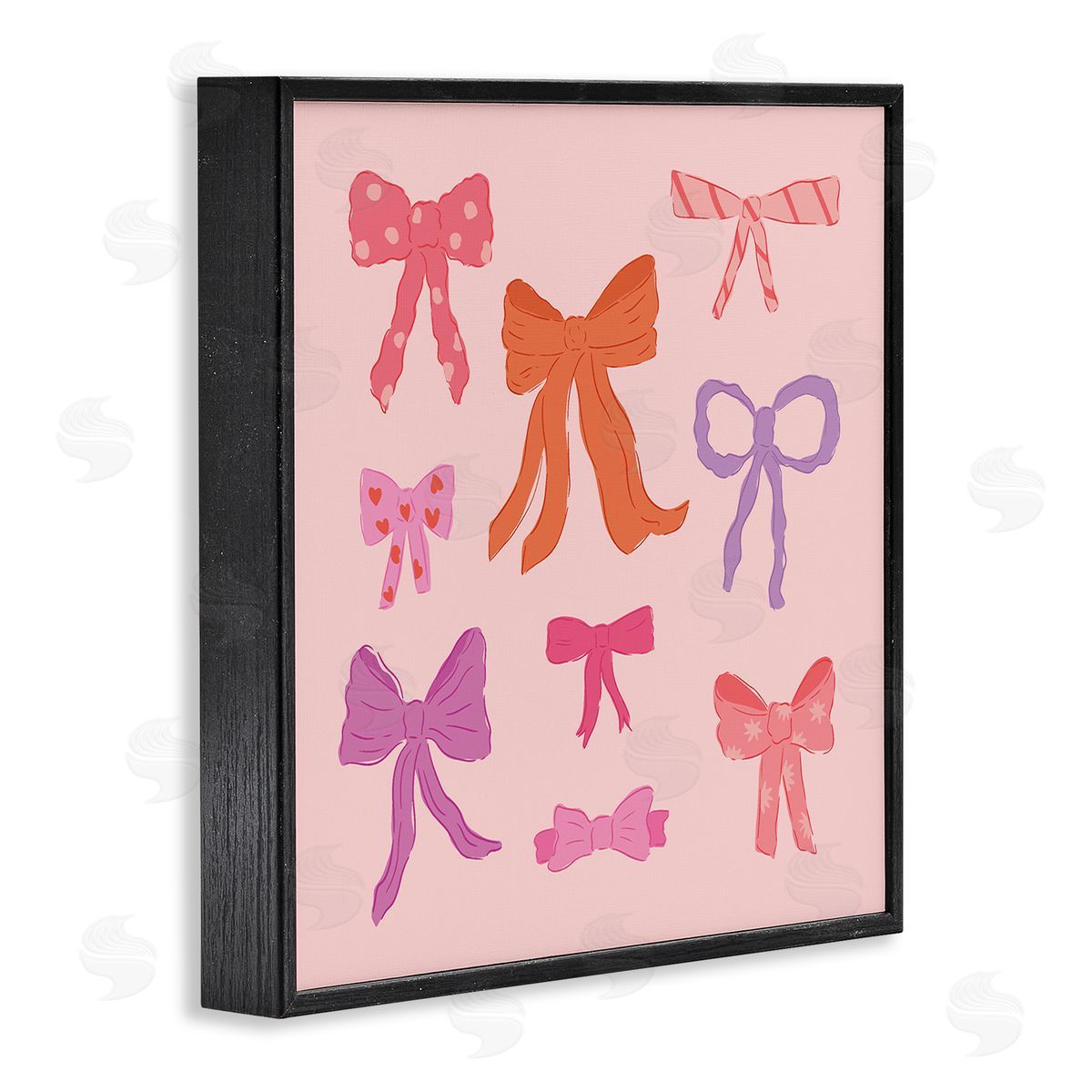 Stylish Fashion Bows on Pink Black Frame Print Wall Art, Home Decor by Sazerelli Designs