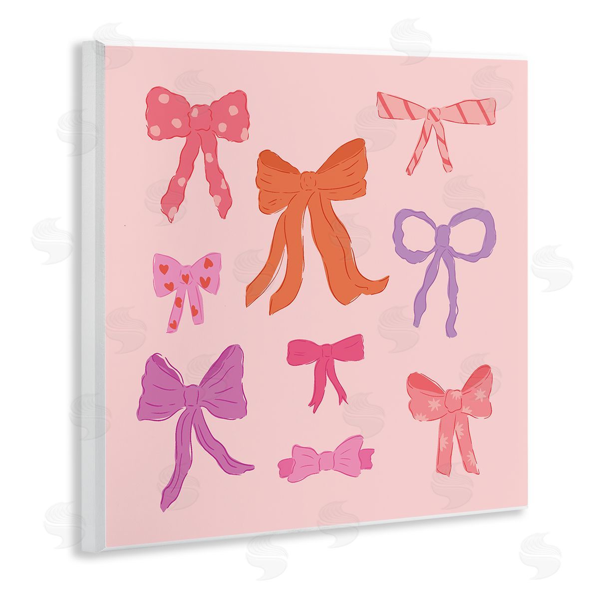 Stylish Fashion Bows on Pink Wood Plaque Wall Art, Home Decor by Sazerelli Designs