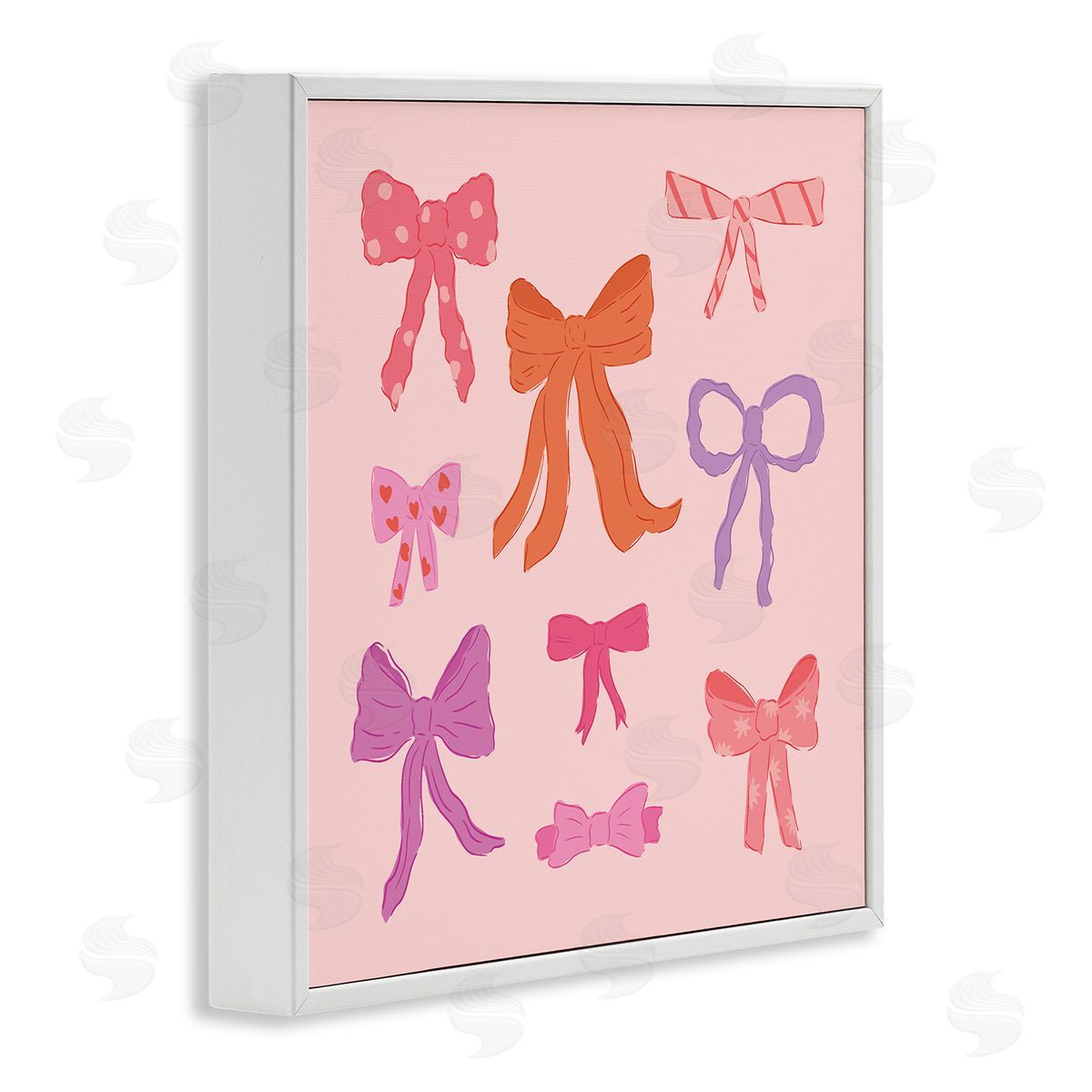 Stylish Fashion Bows on Pink White Frame Print Wall Art, Home Decor by Sazerelli Designs