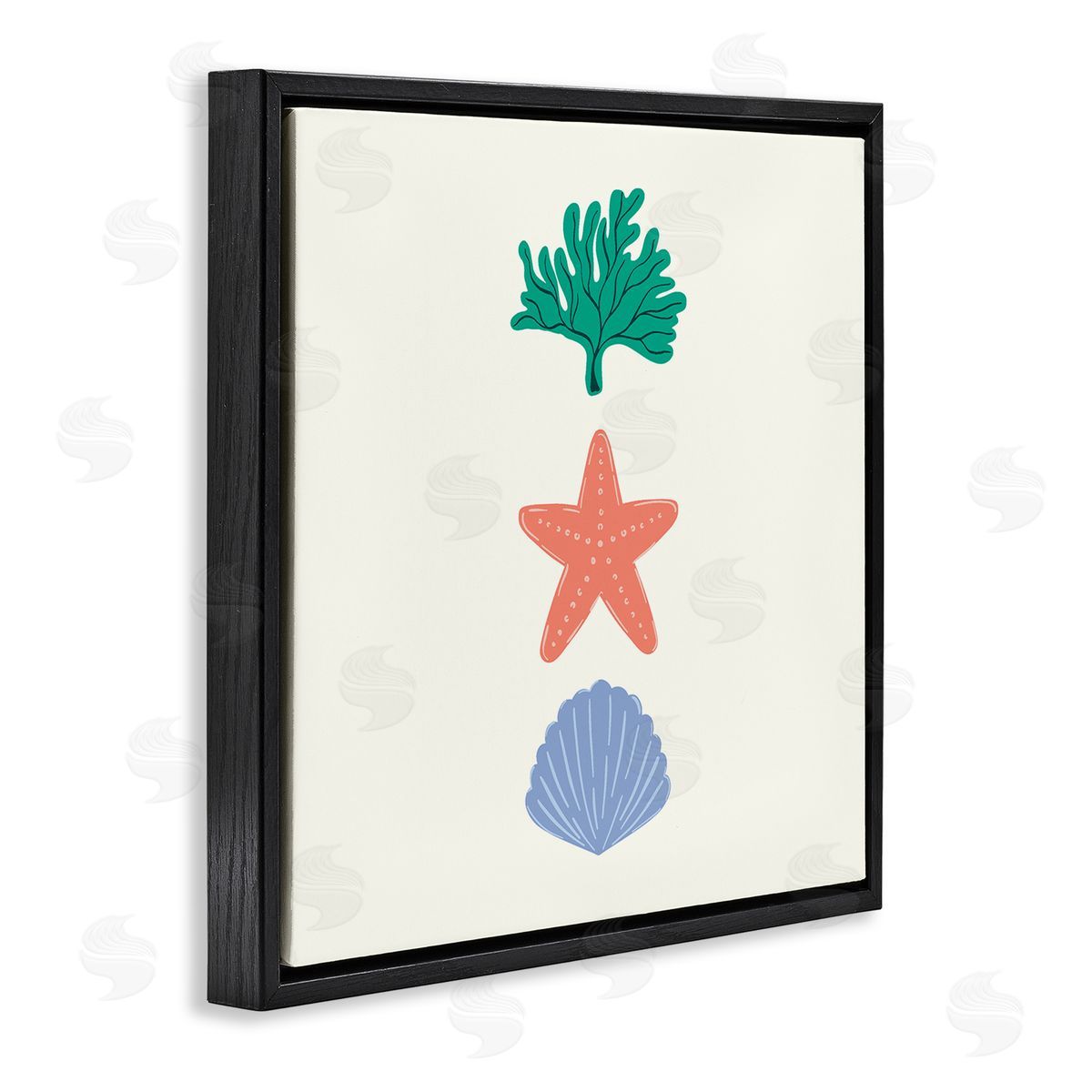 Coral & Sea Life Minimal Black Floating Frame Canvas Wall Art, Home Decor by Sazerelli Designs