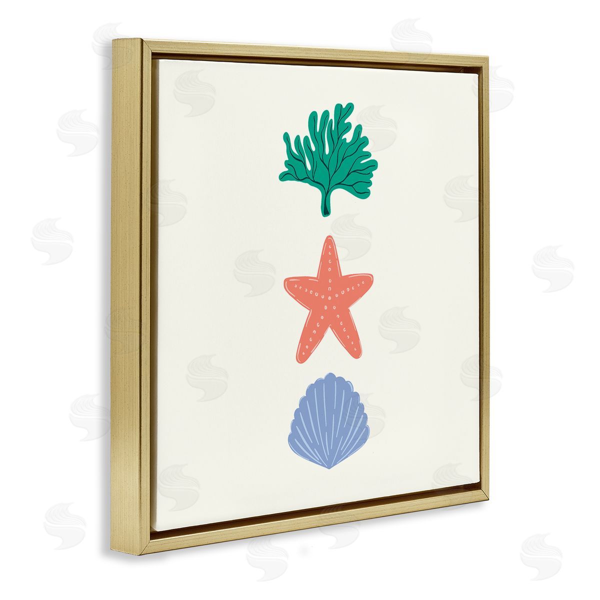 Coral & Sea Life Minimal Gold Floating Frame Canvas Wall Art, Home Decor by Sazerelli Designs