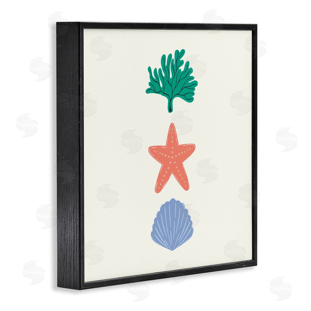Coral & Sea Life Minimal Black Frame Print Wall Art, Home Decor by Sazerelli Designs