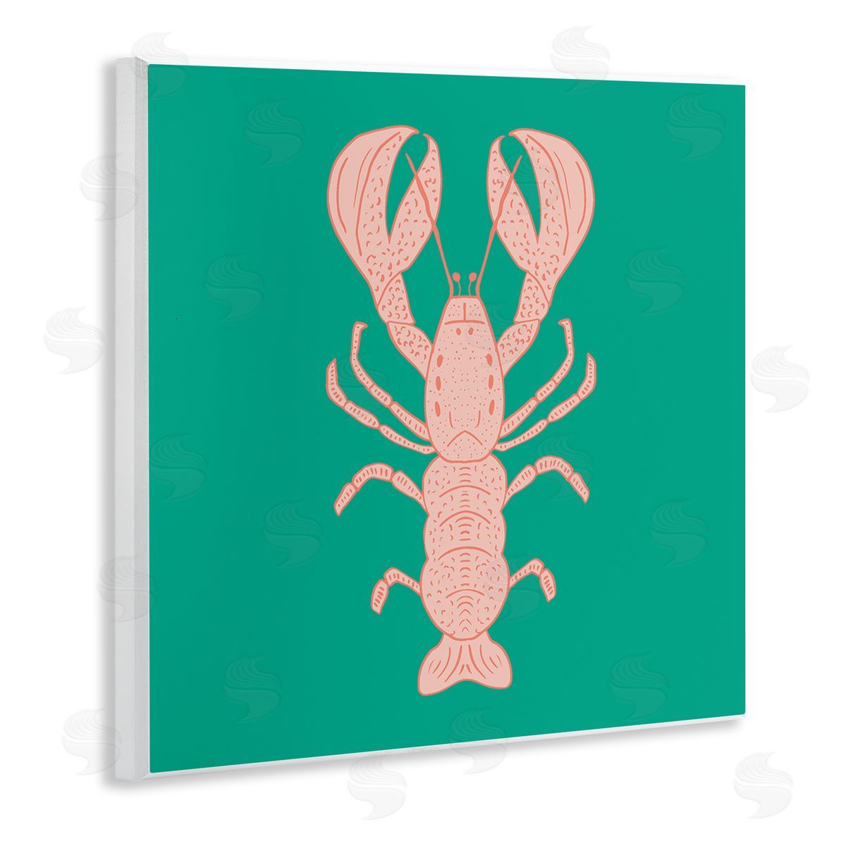 Minimal Pink & Green Lobster Wood Plaque Wall Art, Home Decor by Sazerelli Designs