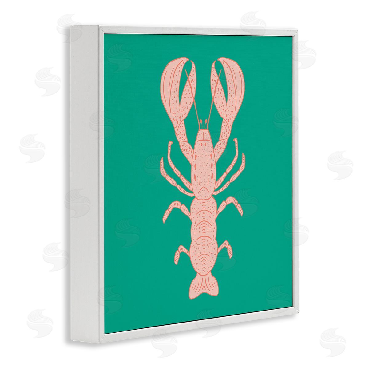 Minimal Pink & Green Lobster White Frame Print Wall Art, Home Decor by Sazerelli Designs