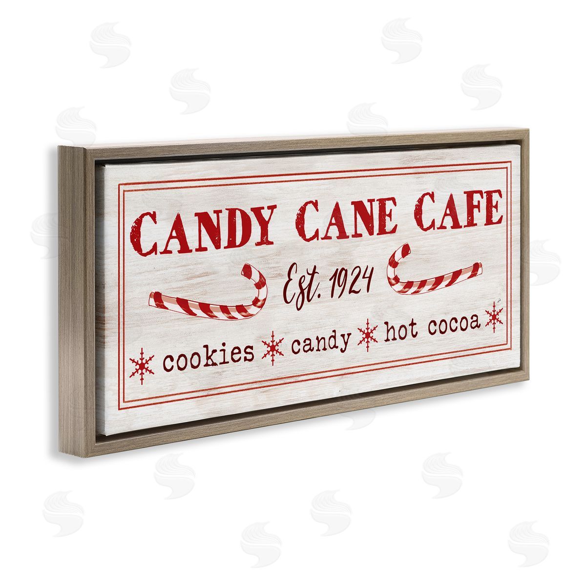 Vintage Candy Cane Cafe Brown Floating Frame Canvas Wall Art, Home Decor by Dogwood Portfolio