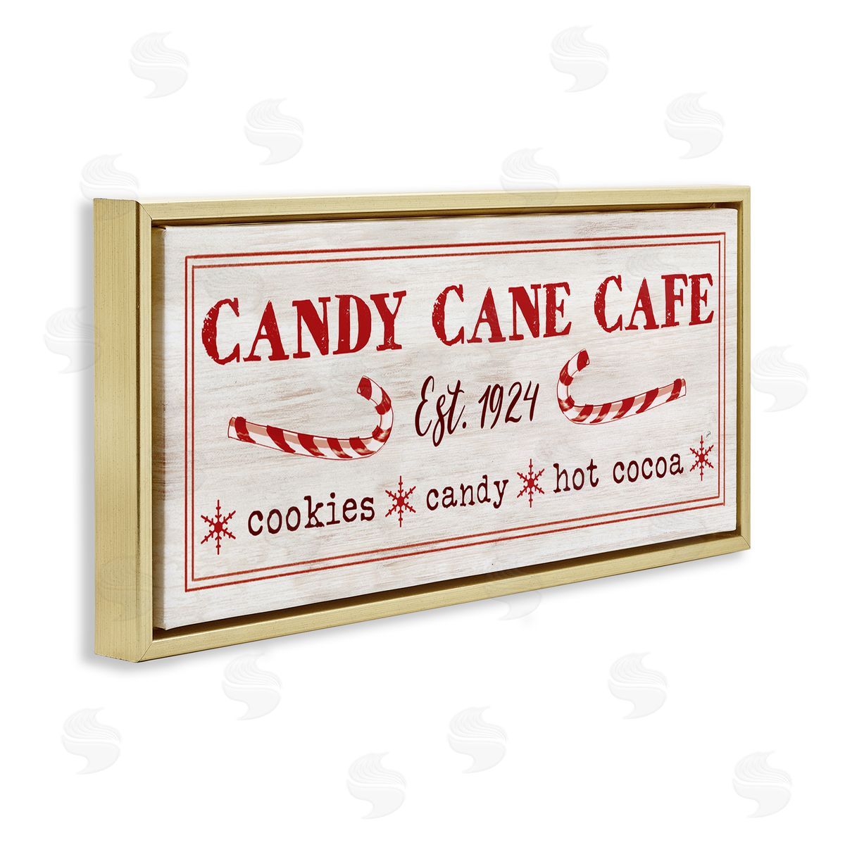 Vintage Candy Cane Cafe Gold Floating Frame Canvas Wall Art, Home Decor by Dogwood Portfolio