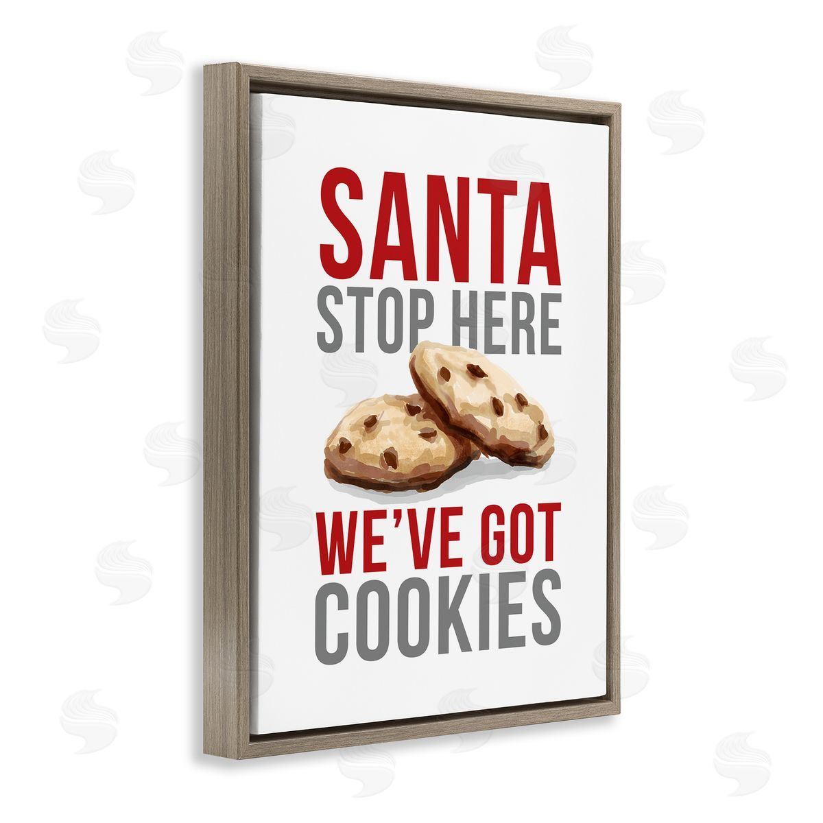Santa We Have Cookies Brown Floating Frame Canvas Wall Art, Home Decor by Dogwood Portfolio
