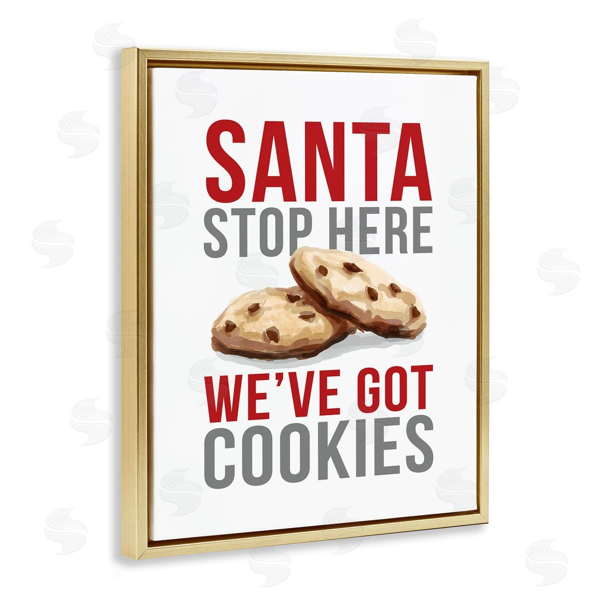 Santa We Have Cookies Gold Floating Frame Canvas Wall Art, Home Decor by Dogwood Portfolio