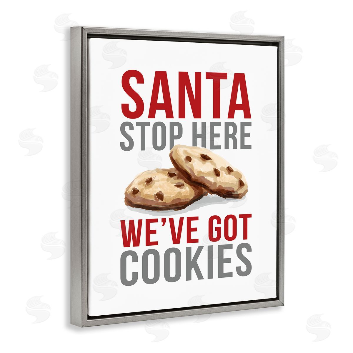 Santa We Have Cookies Grey Floating Frame Canvas Wall Art, Home Decor by Dogwood Portfolio