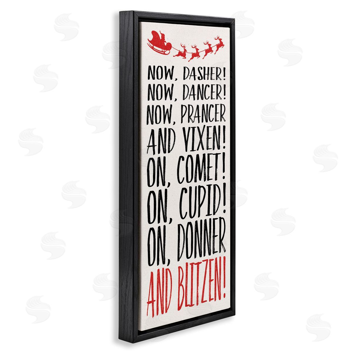 Holiday Reindeer Names Black Floating Frame Canvas Wall Art, Home Decor by Dogwood Portfolio
