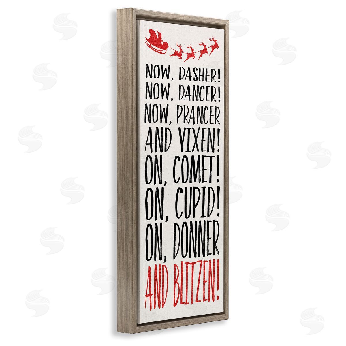 Holiday Reindeer Names Brown Floating Frame Canvas Wall Art, Home Decor by Dogwood Portfolio