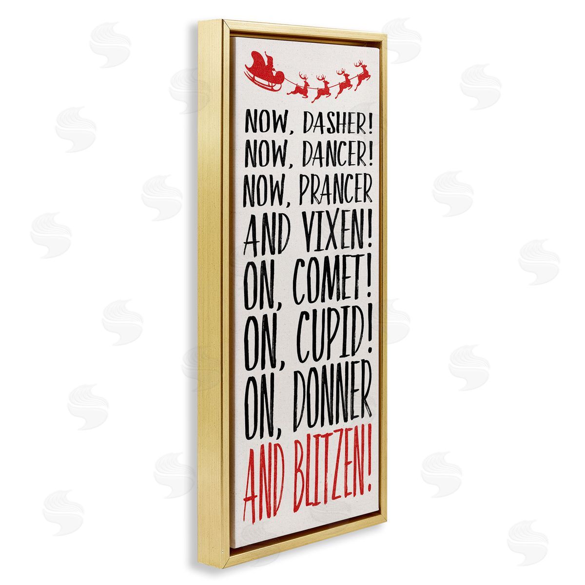 Holiday Reindeer Names Gold Floating Frame Canvas Wall Art, Home Decor by Dogwood Portfolio