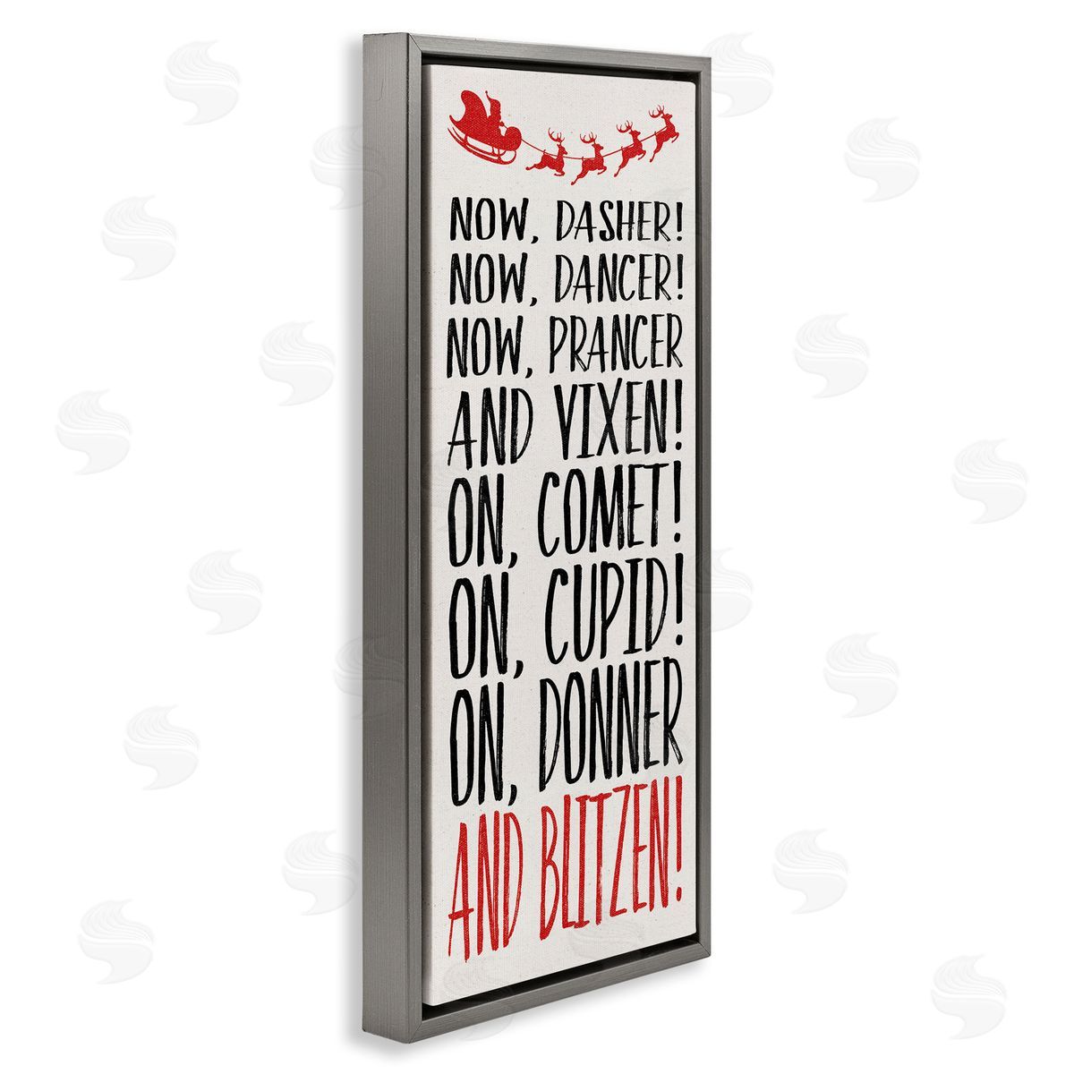 Holiday Reindeer Names Grey Floating Frame Canvas Wall Art, Home Decor by Dogwood Portfolio