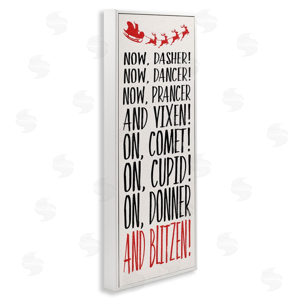 Holiday Reindeer Names White Frame Print Wall Art, Home Decor by Dogwood Portfolio