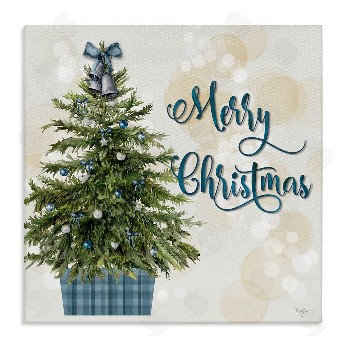 Christmas Tree in Plaid Stand Canvas Wall Art, Home Decor by Mollie B.