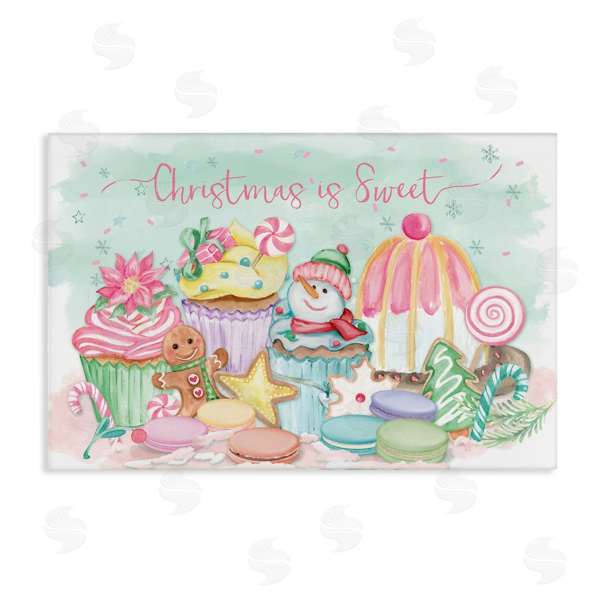 Christmas Is Sweet Festive Desserts Canvas Wall Art, Home Decor by Mollie B.
