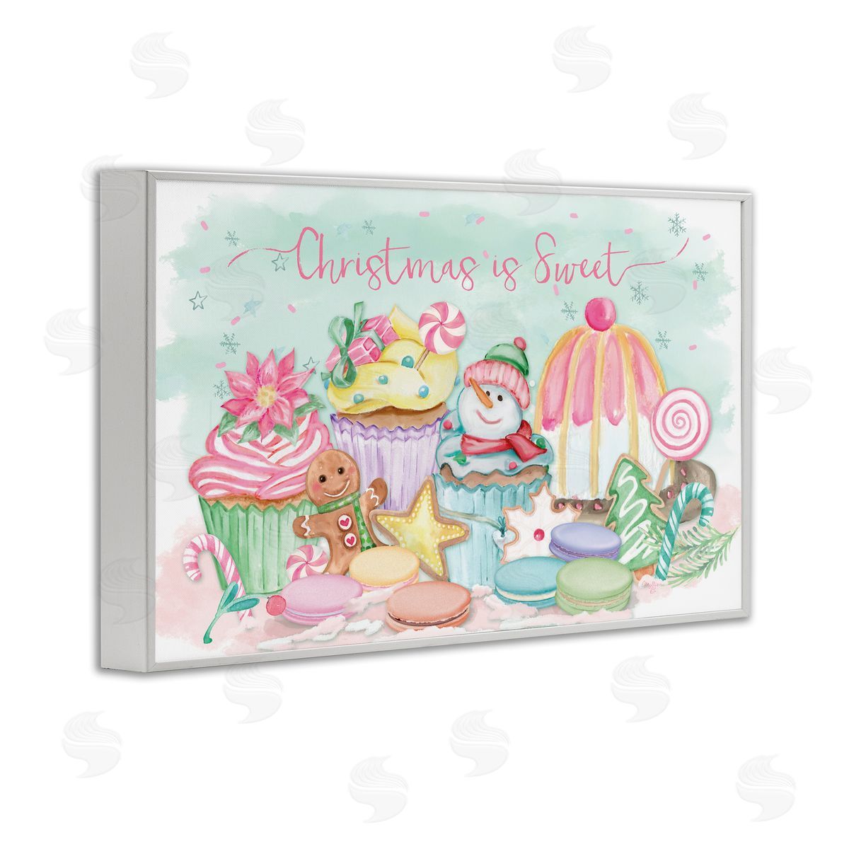 Christmas Is Sweet Festive Desserts White Frame Print Wall Art, Home Decor by Mollie B.