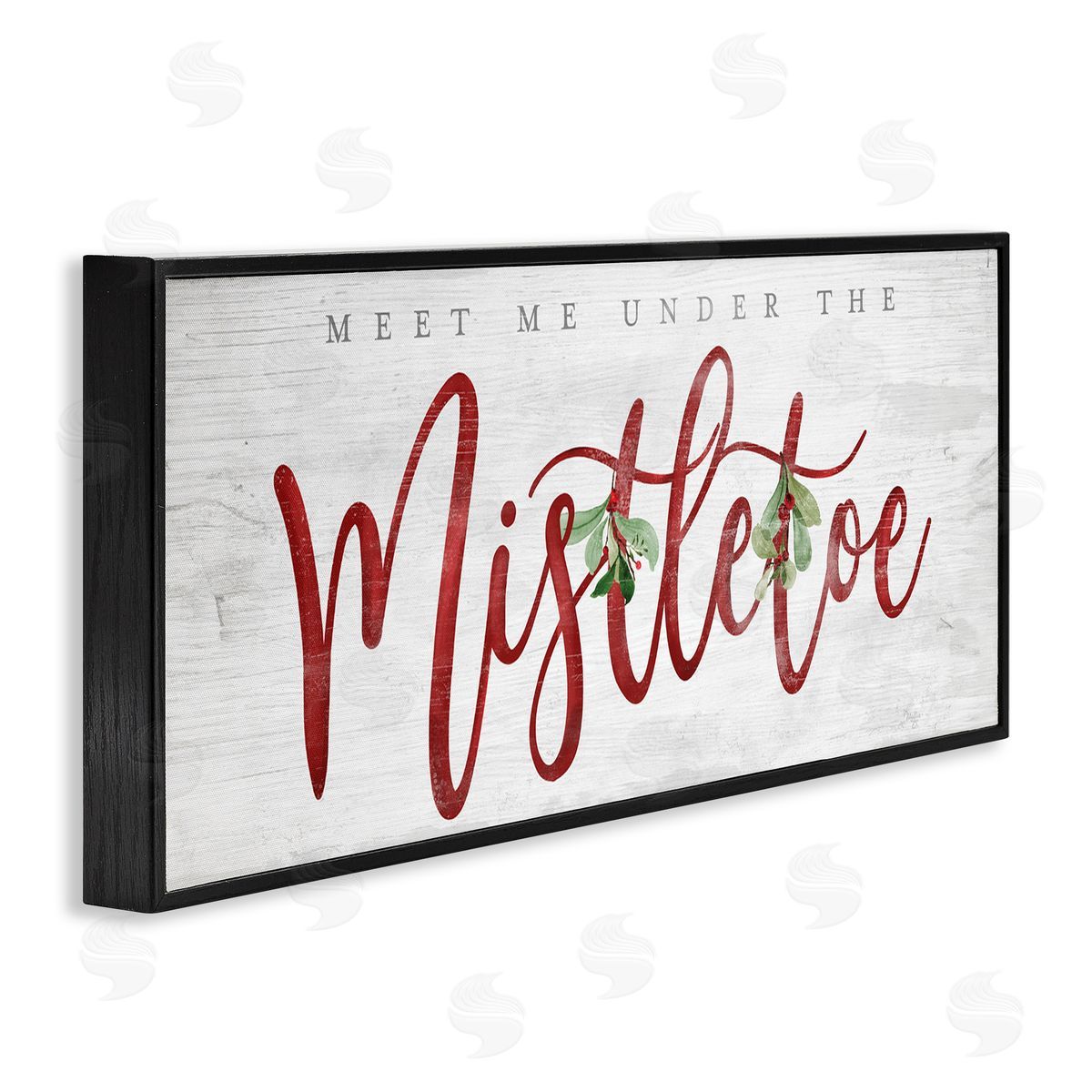 Meet Me Under Mistletoe Black Frame Print Wall Art, Home Decor by Mollie B.